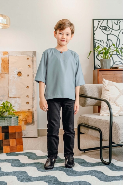 TUSCA KIDS | Alexander Kids Classic Kurta in Teal Blue TUSCA KIDS | Alexander Kids Classic Kurta in Teal Blue